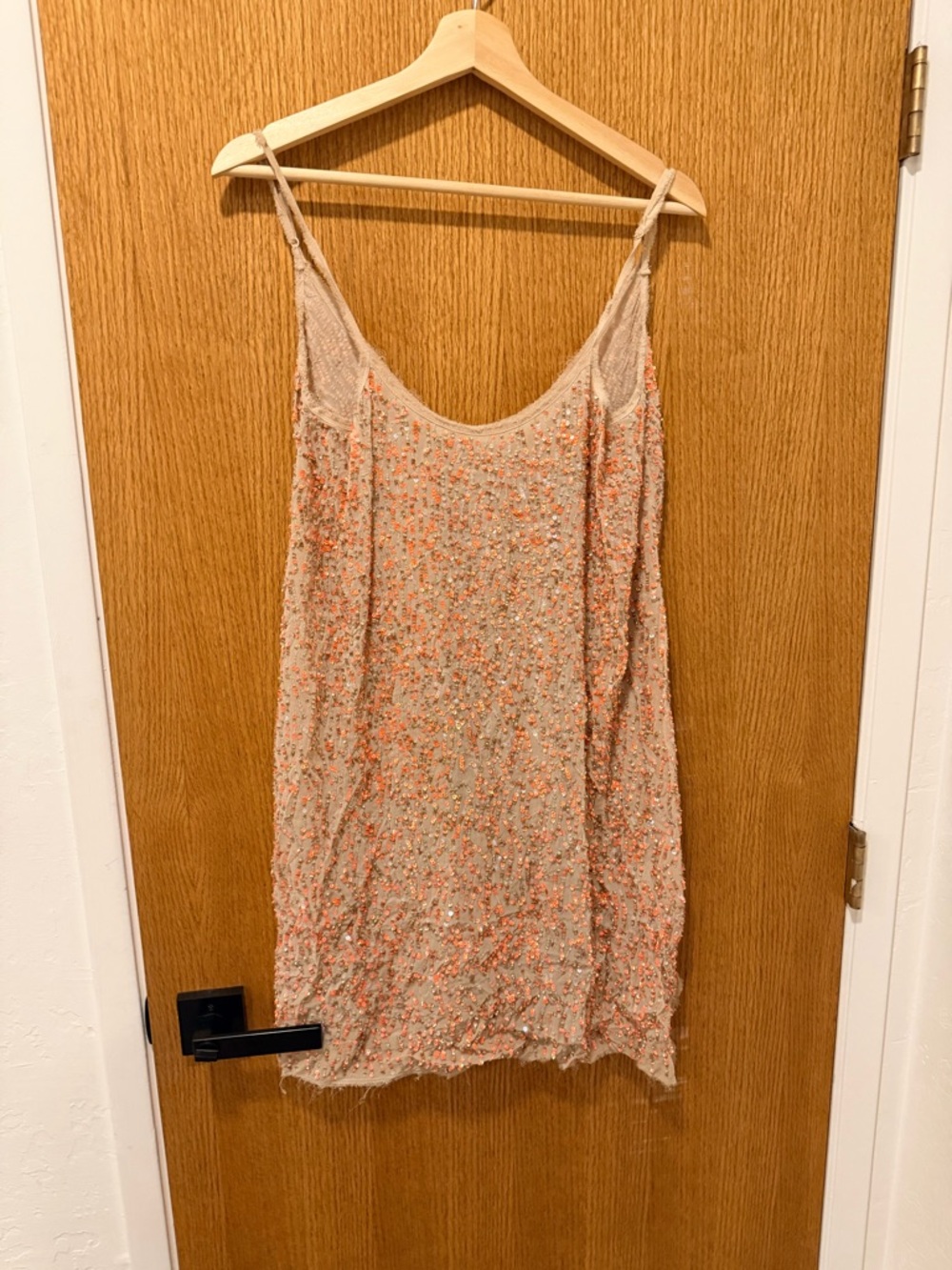 AllSaints Peach Beaded Sequin Spaghetti Strap Cami